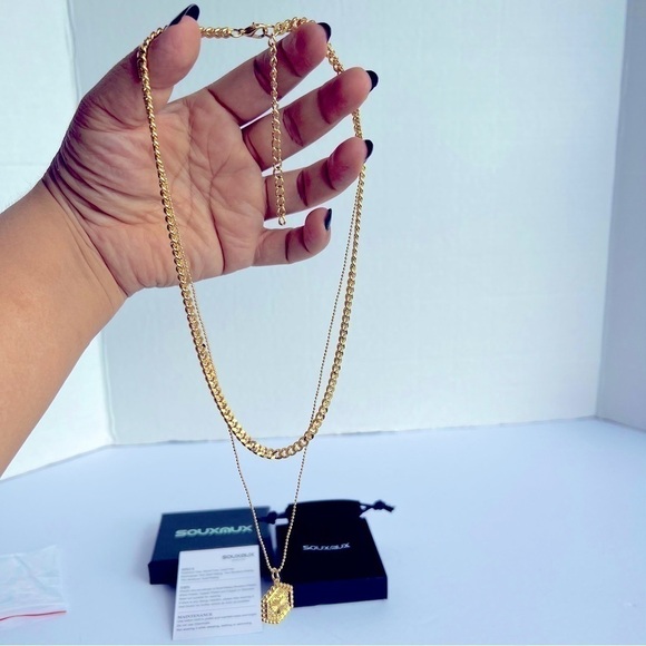 Nib - Souxmux, Double Layer Pendant Necklace - Gold Plated - Adjustable. - Picture 10 of 16